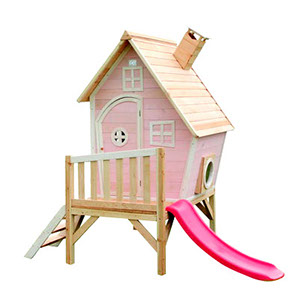 Produktfoto Kinderspielhaus Cabin XL in Rosa mit Rutsche